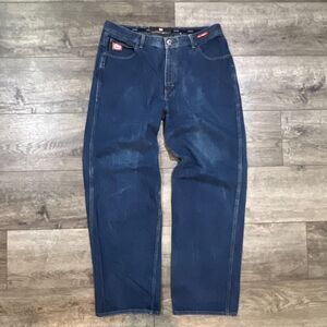 Vintage Y2K Ecko Unltd Blue Denim Jeans 5 Pkt Red Patch Streetwear Mens 38x30